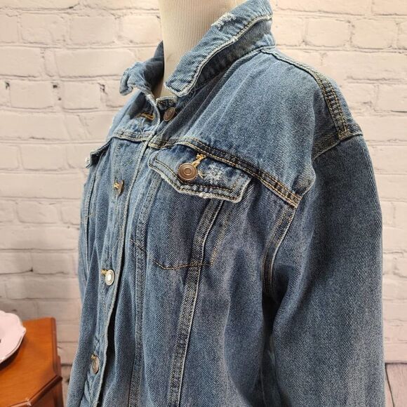 UNBRANDED Long Sleeve Distressed Jean Denim Jacket - Picture 10 of 12